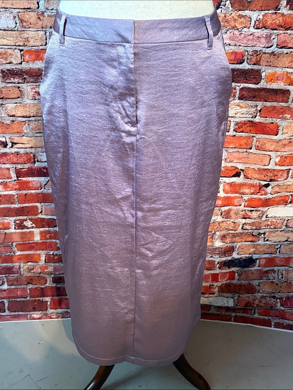 Liz Claiborne Metallic Style Shiny Lavender Purple Long Pencil Skirt 12/Large